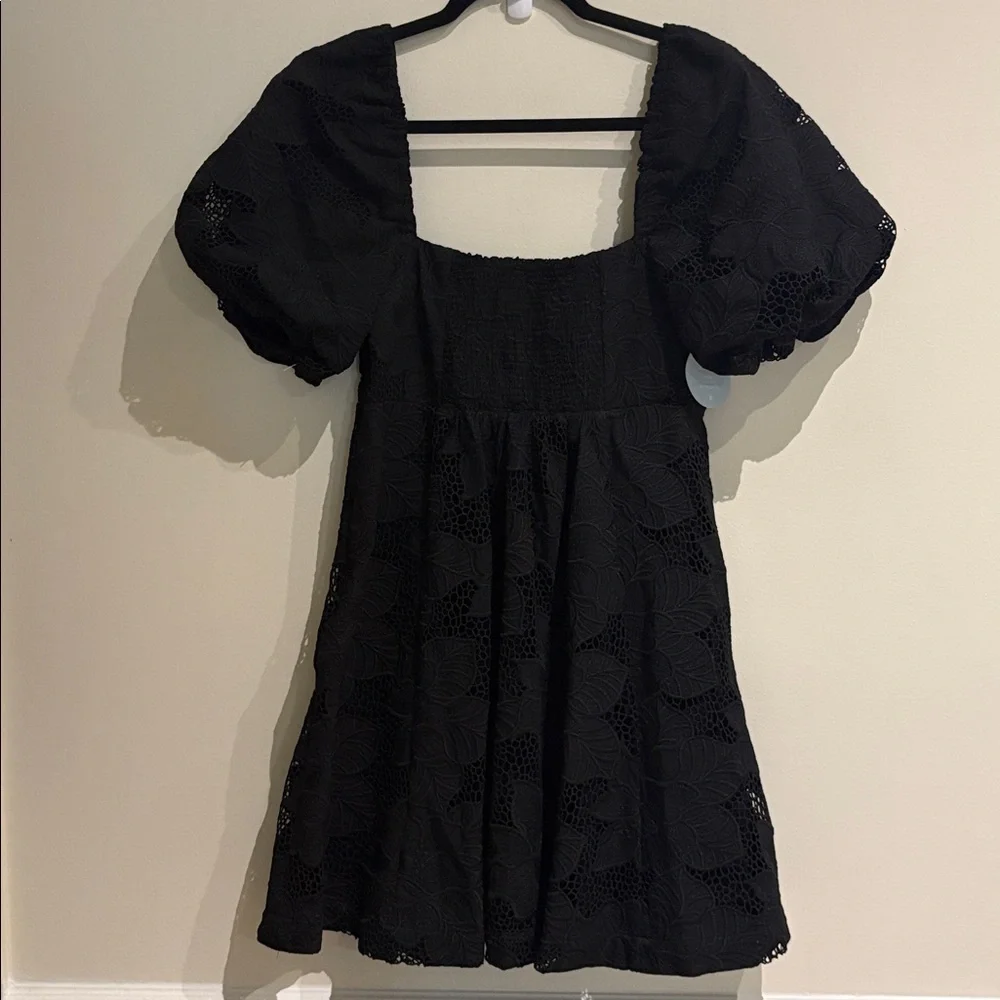 Hill House Home Matilda Lace Mini Dress in Black Cotton Lace Sz. Small NWT